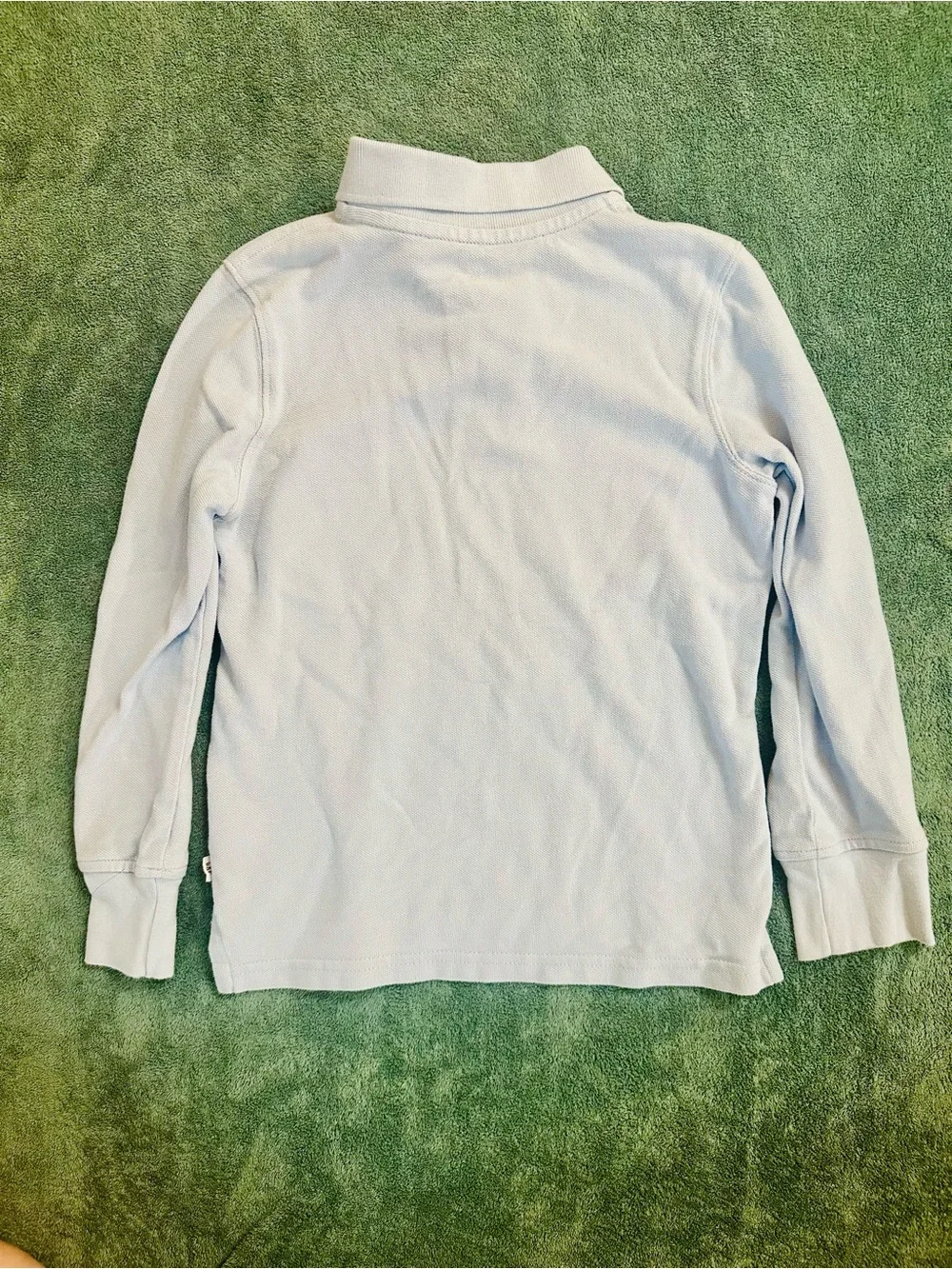 GAP Kids Light Blue Long Sleeve Polo Shirt Boys Size S Uniform Basic